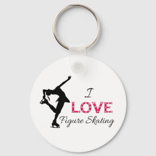 Porte-clés I LOVE Figure Skating, Snowflakes & Skater