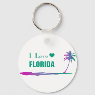 Porte-clés I Love Florida Colorful Green Keychain