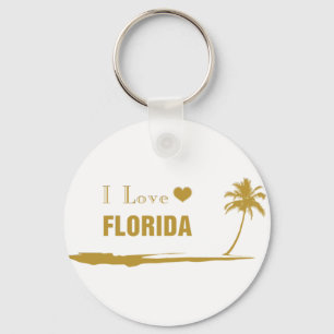 Porte-clés I Love Florida Gold