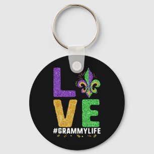 Porte-clés I Love Grammy Life Mardi Gras Grammylife Fleur De
