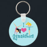 Porte-clés I Love Gymnastique mignonne Gymnaste<br><div class="desc">J'Aime La Gymnastique. Un joli cadeau de fille de gymnastique avec adorable texte turquoise entre deux filles en tumeur et un beau coeur rose. Un joli cadeau de gymnastique pour un entraîneur de gymnastique pour enfants ou femmes.</div>
