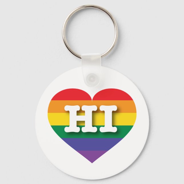 Porte-clés I Love Hawaii Rainbow Heart (Recto)