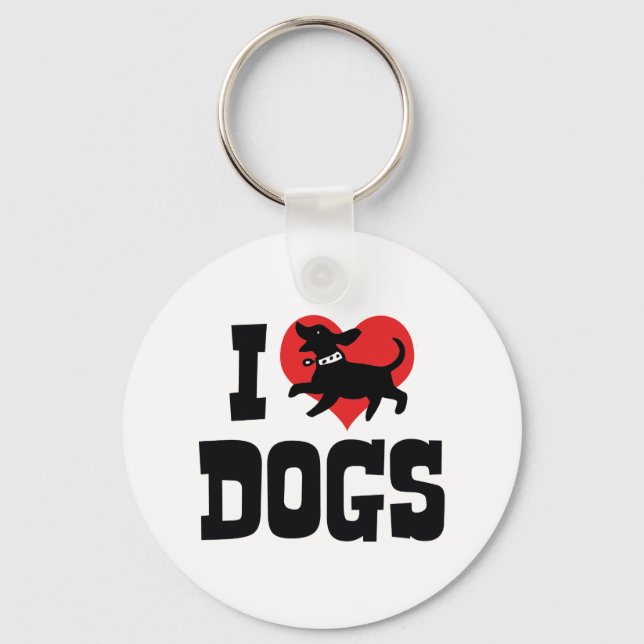 Porte-clés I Love Heart Dogs - Chien Canine Lover (Recto)
