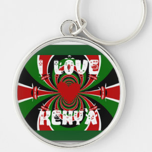 Porte-clés I Love Heart Kenya : Dynamic Flag Art