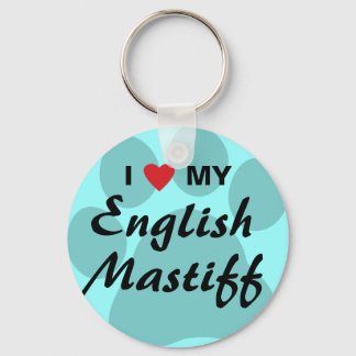 Porte-clés I Love (Heart) My English Mastiff Pawprint