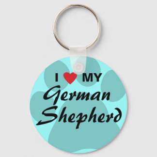 Porte-clés I Love (Heart) My German Shepherd Pawprint
