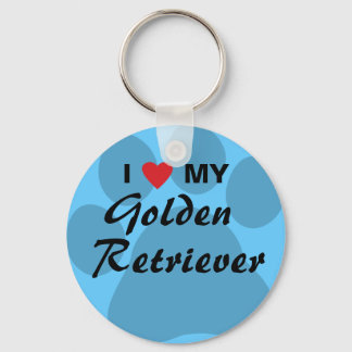 Porte-clés I Love (Heart) My Golden Retriever Pawprint