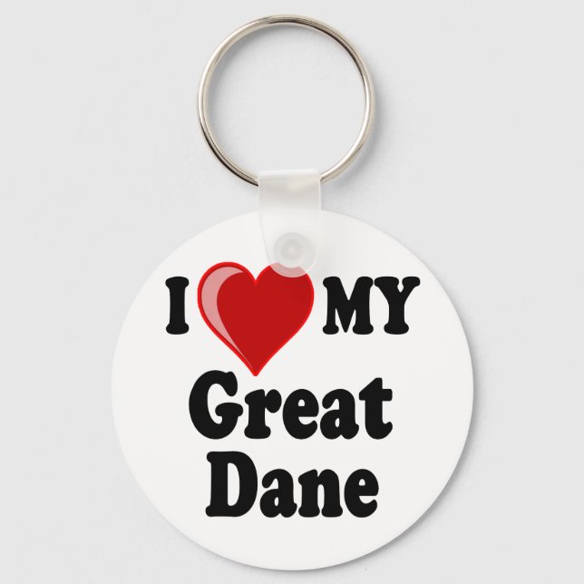 Porte-clés I Love (Heart) My Great Dane Dog (Recto)