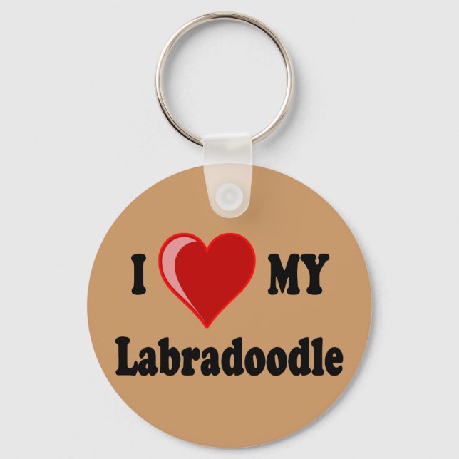 Porte-clés I Love (Heart) My Labradoodle Dog (Recto)