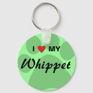 Porte-clés I Love (Heart) My Whippet Pawprint