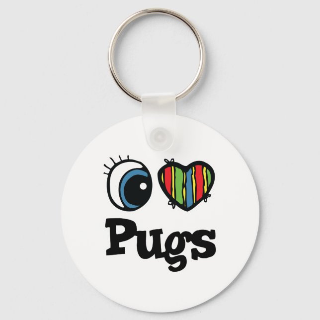 Porte-clés I Love (Heart) Pugs (Recto)