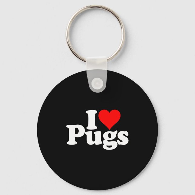 Porte-clés I Love Heart Pugs Pug Dog Canine  (Recto)