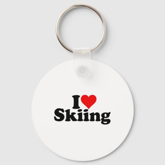 Porte-clés I Love Heart Ski Skis Snowboard (Recto)