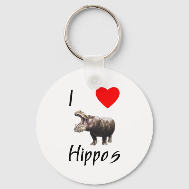 Porte-clés I Love Hippopotames (2) (Recto)