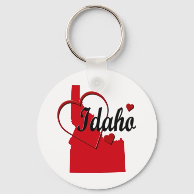 Porte-clés I Love Idaho Hearts Map (Recto)
