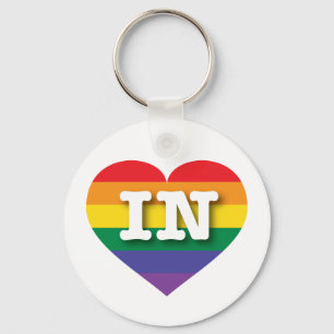 Porte-clés I Love Indiana Rainbow Heart