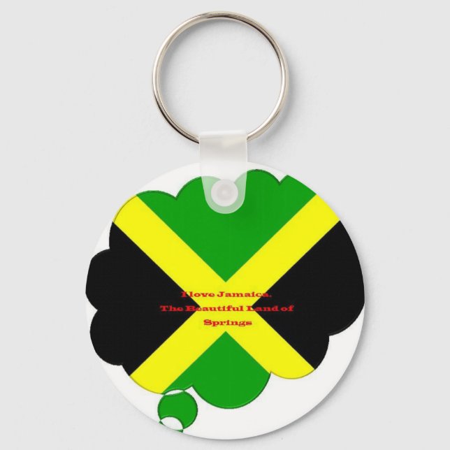 Porte-clés I Love Jamaica Text on Flag Art Print (Recto)