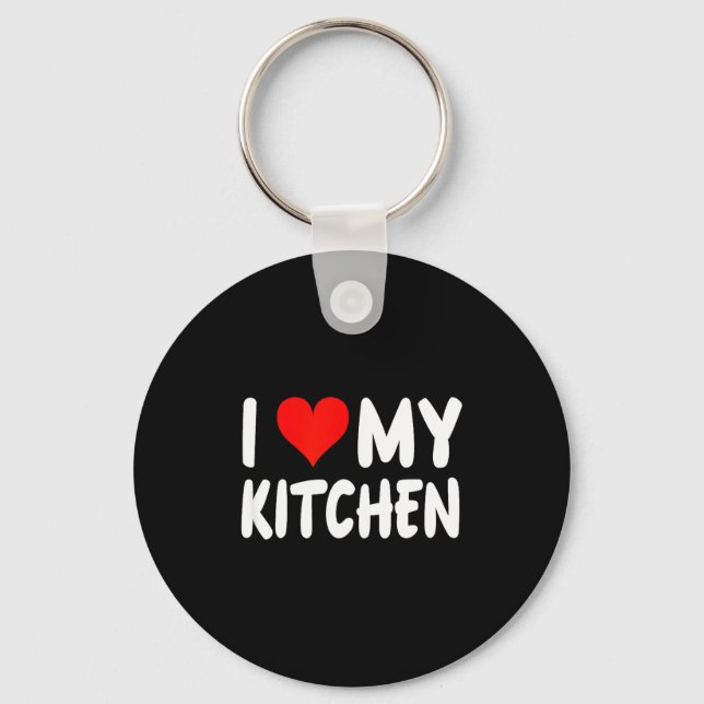 Porte-clés I Love Kitchen - Heart - Funny Cute Cook Remodel C (Recto)