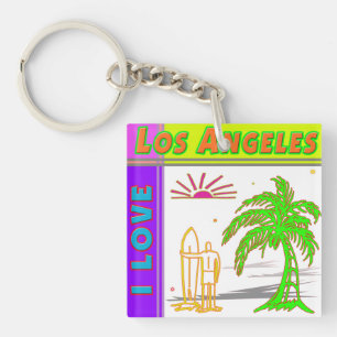Porte-clés "I LOVE Los Angeles"Sun Palm Tree&Surfer2 Porte -