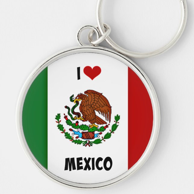 Porte-clés I Love Mexico, drapeau mexicain, (Devant)