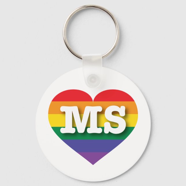 Porte-clés I Love Mississippi Rainbow Heart (Recto)
