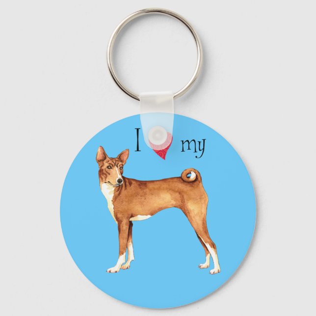 Porte-clés I Love my Basenji (Recto)