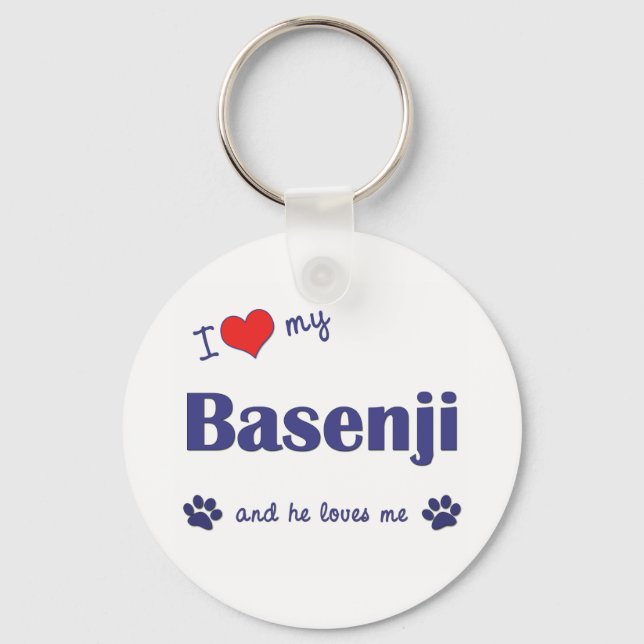 Porte-clés I Love My Basenji (Homme Chien) (Recto)