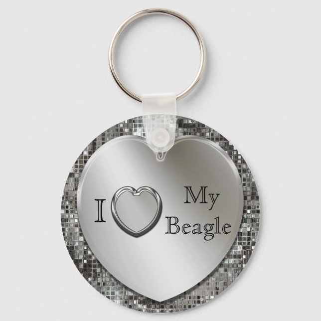 Porte-clés I Love My Beagle Heart Keychain (Recto)