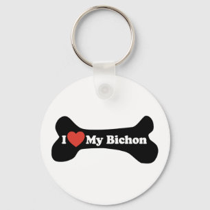 Porte-clés I Love My Bichon - Chien Bone
