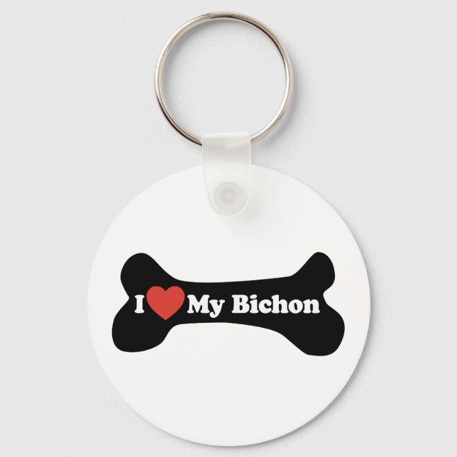 Porte-clés I Love My Bichon - Chien Bone (Recto)