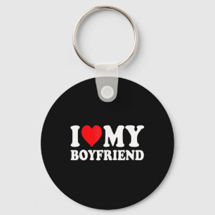 Porte-clés I Love My Boyfriend Amusant Valentine Red Heart Lo