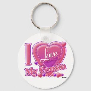 Porte-clés I Love My Cousin rose/violet - coeur