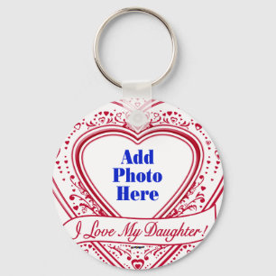 Porte-clés I Love My Daughter ! Photo Red Hearts