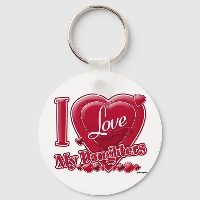 Porte-clés I Love My Daughters rouge - coeur (Recto)
