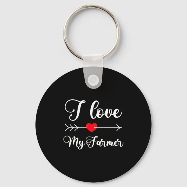 Porte-clés I Love My Farmer Quote Farmer's Wife Girlfriend Hu (Recto)