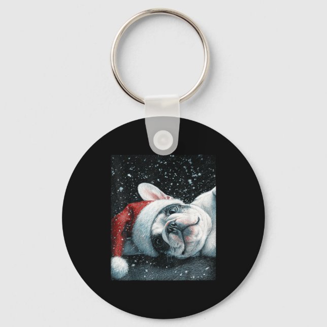 Porte-clés I Love My French Bulldog Christmas Cute  (Recto)