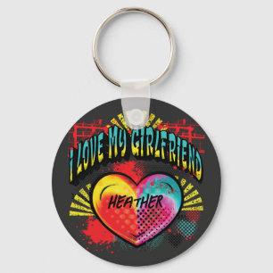 Porte-clés I Love My Girlfriend Graffiti Nom personnalisé