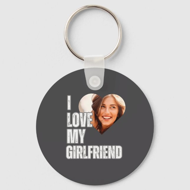 Porte-clés I Love My Girlfriend Heart Photo Boyfriend Gift  (Recto)