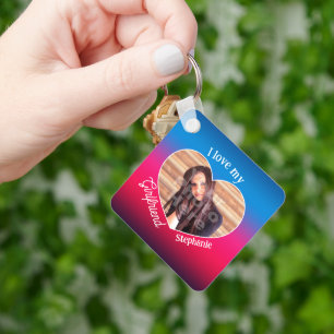 Porte-clés I Love my Girlfriend Nom Forme du coeur Couleur de