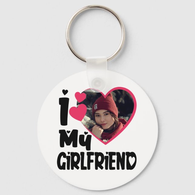 Porte-clés I Love My Girlfriend Photo personnalisée (Recto)
