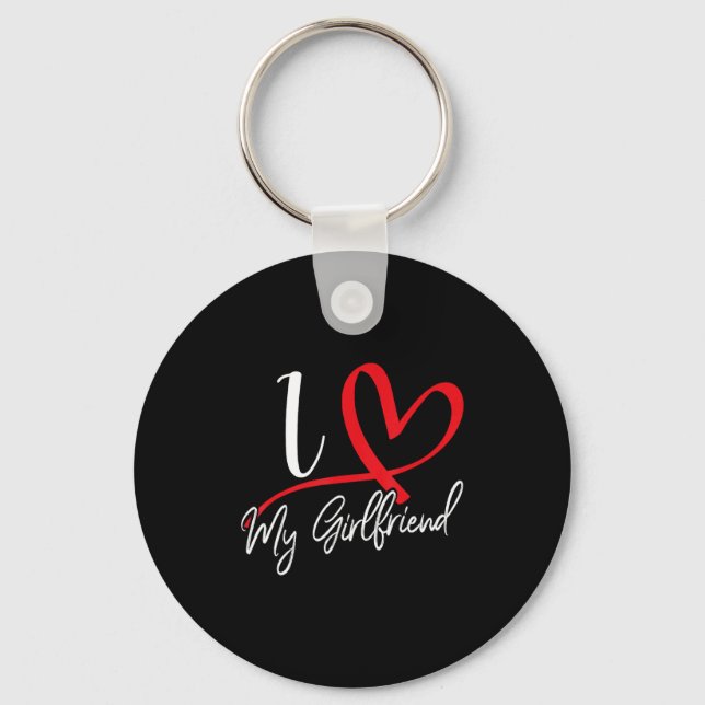 Porte-clés I Love My Girlfriend Red Heart Couples Valentines  (Recto)