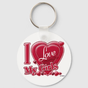 Porte-clés I Love My Girls rouge - coeur