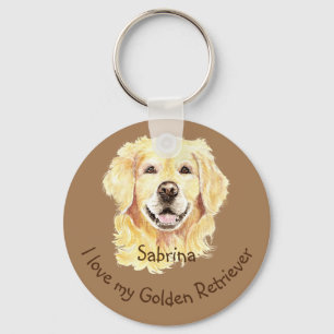 Porte-clés I Love my Golden Retriever Custom Name Dog