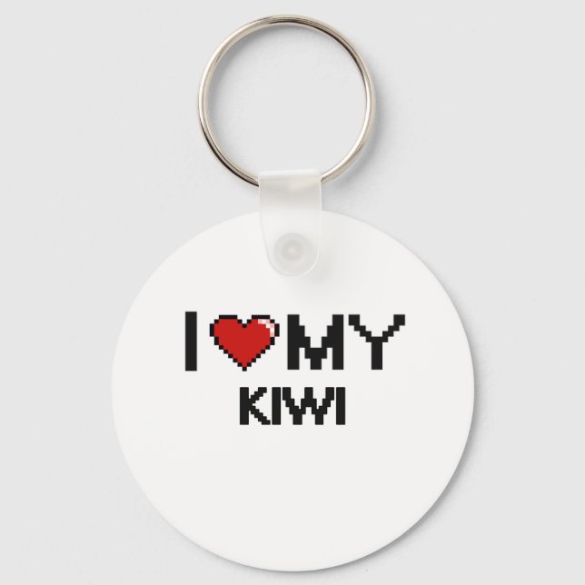 Porte-clés I Love My Kiwi Design numérique (Recto)