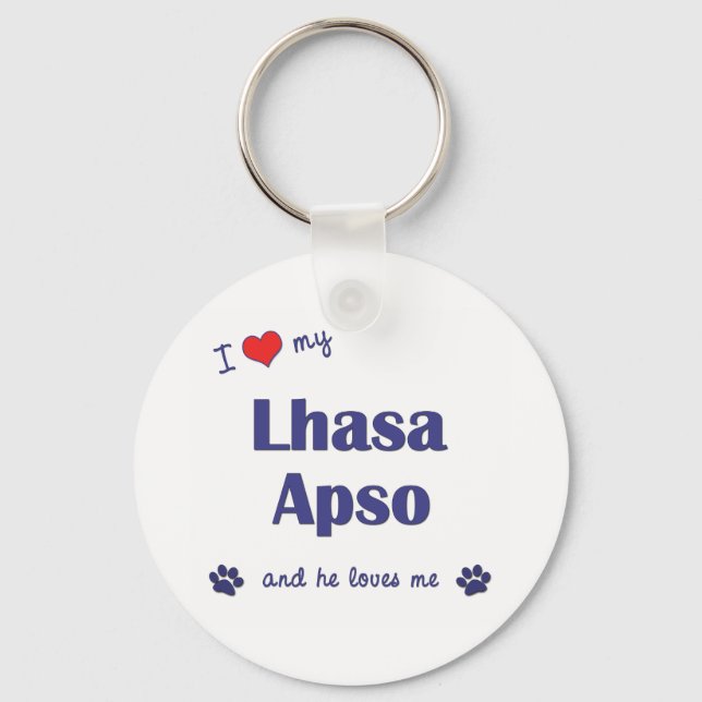 Porte-clés I Love My Lhasa Apso (Homme Chien) (Recto)
