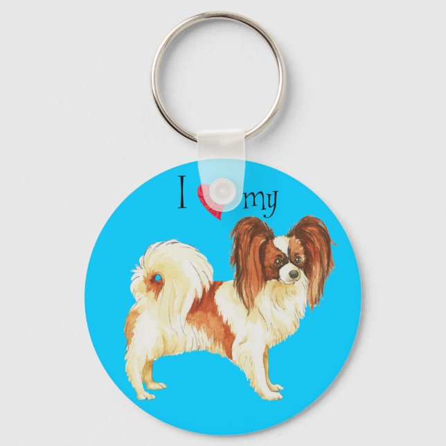 Porte-clés I Love my Papillon (Recto)