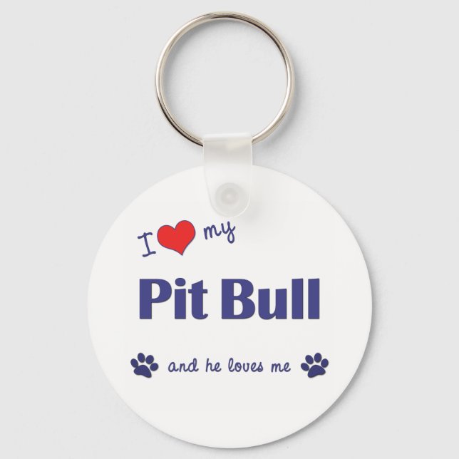Porte-clés I Love My Pit Bull (Chien mâle) (Recto)
