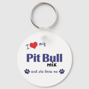 Porte-clés I Love My Pit Bull Mix (Female Dog)