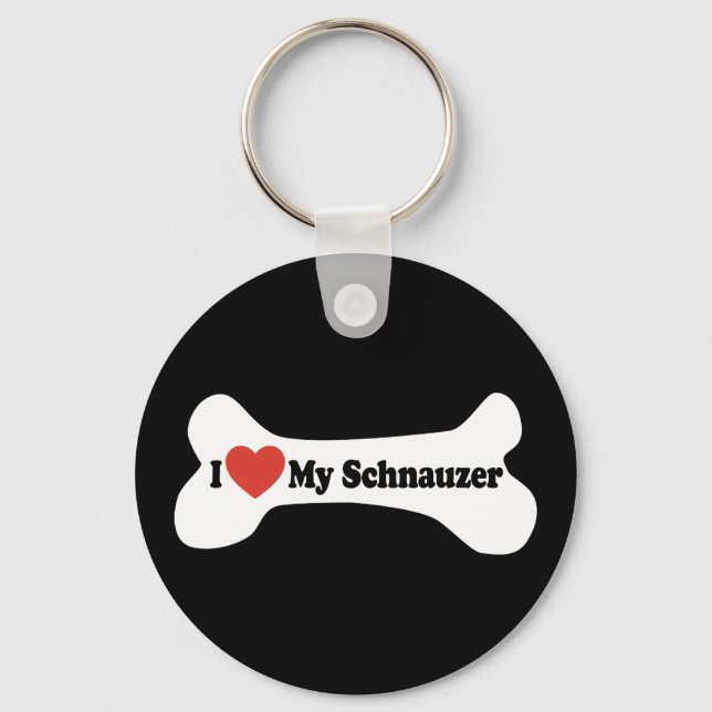 Porte-clés I Love My Schnauzer - Chien Bone (Recto)