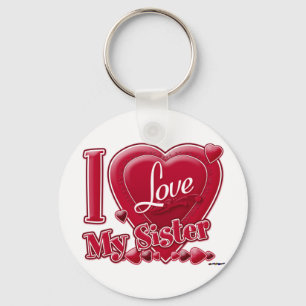 Porte-clés I Love My Sister rouge - coeur